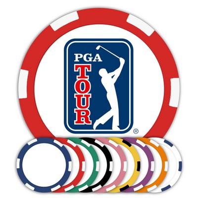 Custom Golf Ball Marker Poker Chips w/6 Stripes - Full Color Laminated Decals