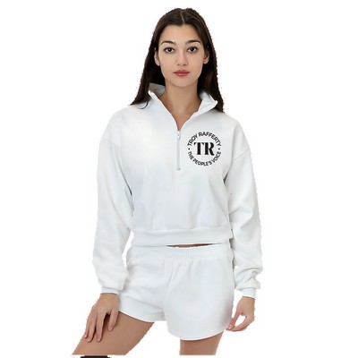 Heavy Fleece Cropped Half Zip Pullover
